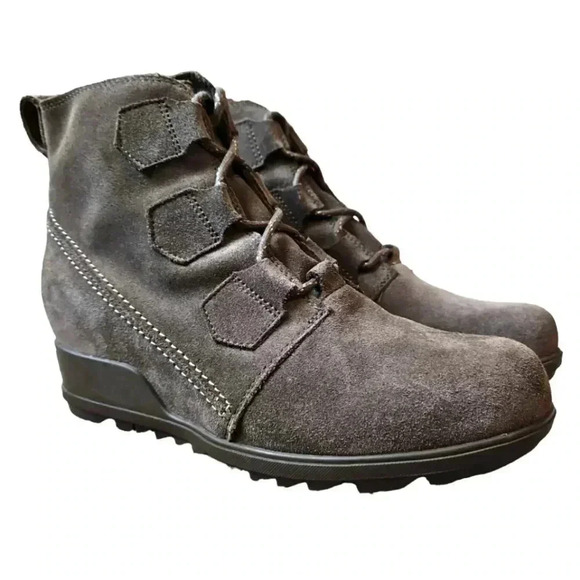 Sorel Evie Suede Lace Up Wedge Booties Boot 11 Waterproof - Picture 1 of 14